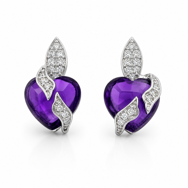 African Amethyst Earrings in 925 Sterling Silver