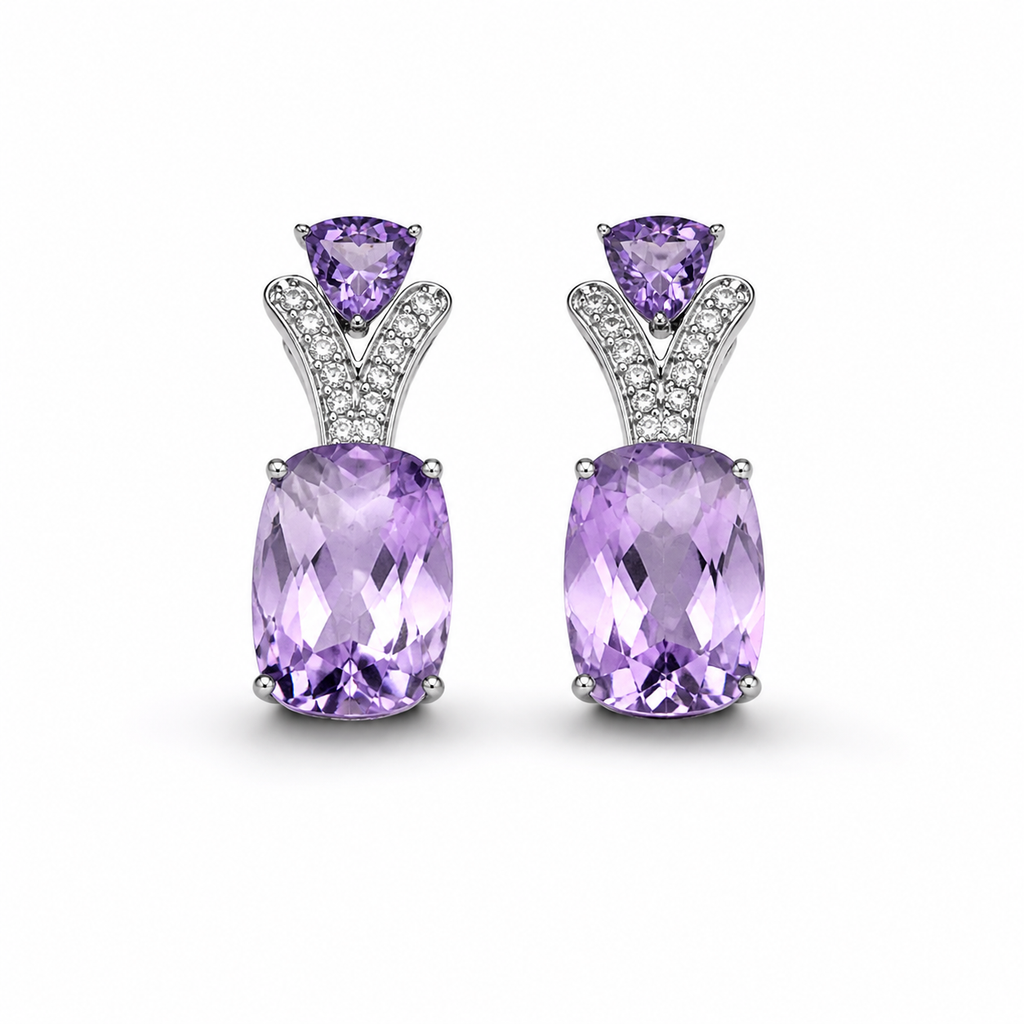 Amethyst Earrings in 925 Sterling Silver