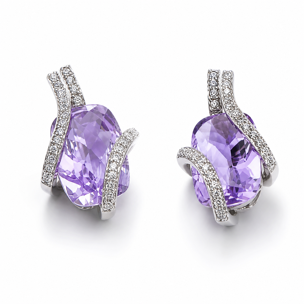 Amethyst Radiance Earrings in 925 Sterling Silver