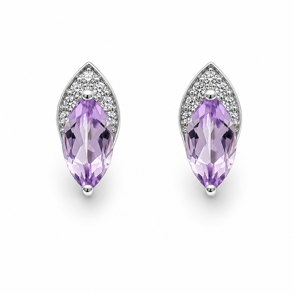 Amethyst Aura Earrings in 925 Sterling Silver