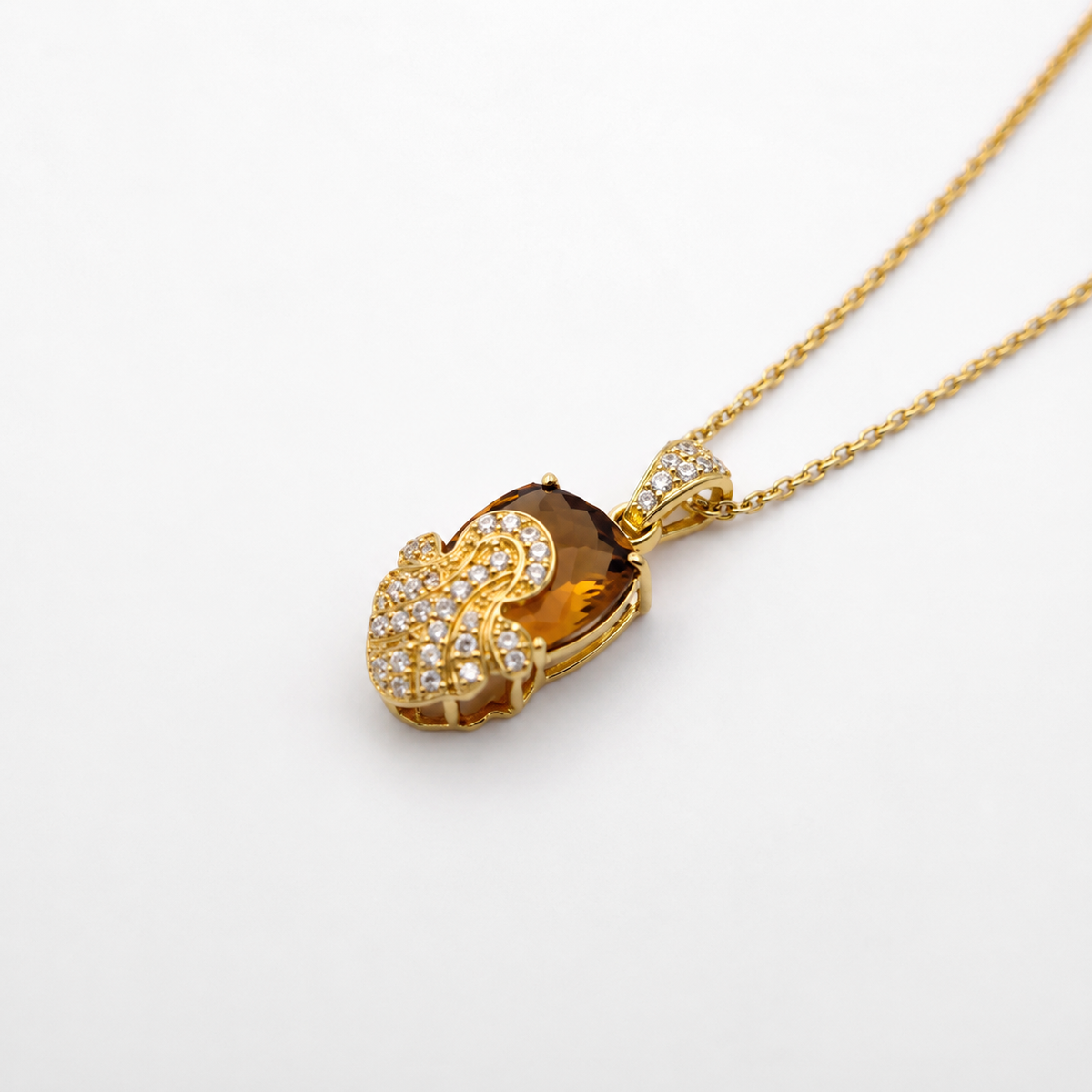 Beer Quartz Luxe Pendant in Gold-Plated 925 Sterling Silver