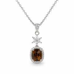 Beer Quartz Aura Pendant in 925 Sterling Silver