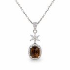 Beer Quartz Aura Pendant in 925 Sterling Silver