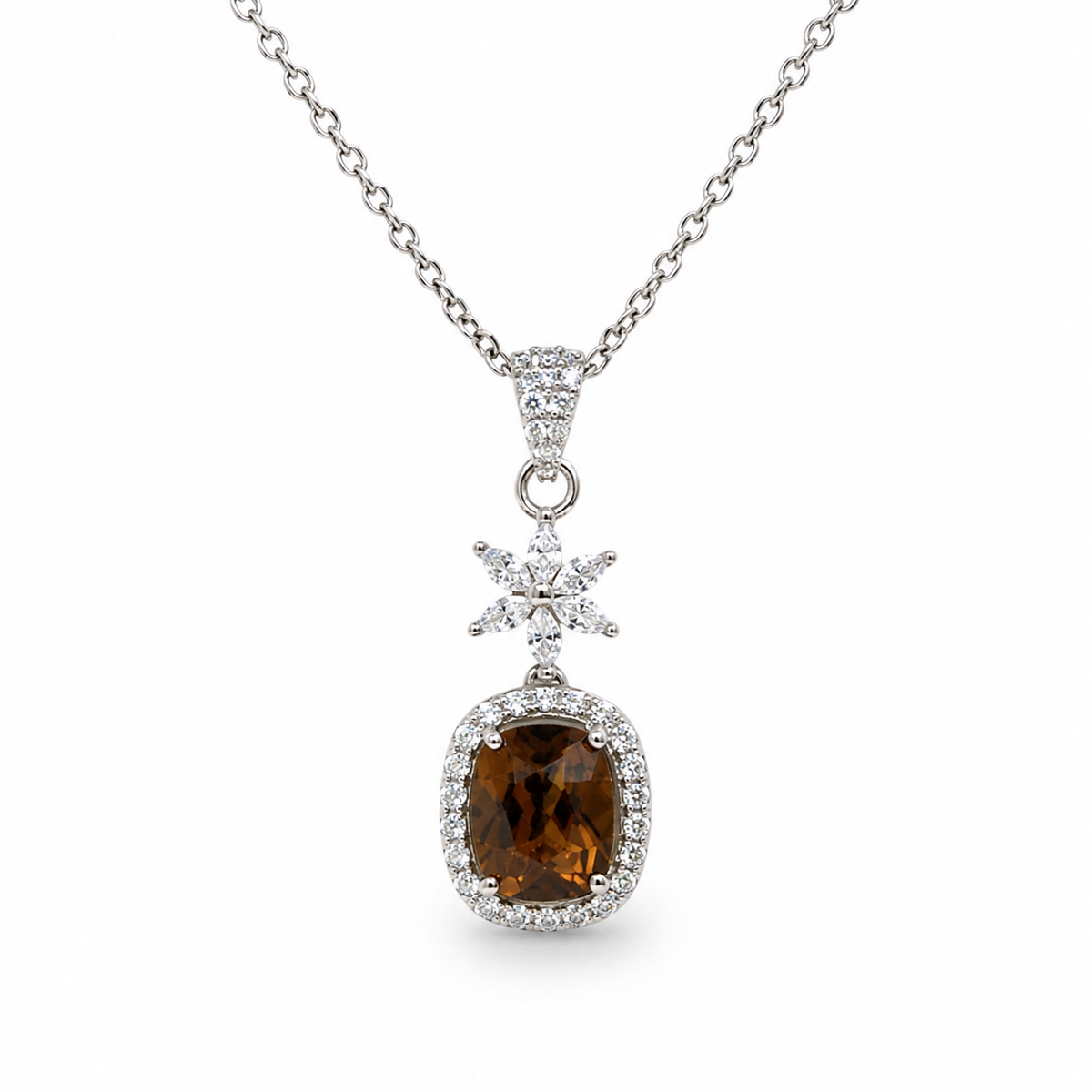 Beer Quartz Aura Pendant in 925 Sterling Silver