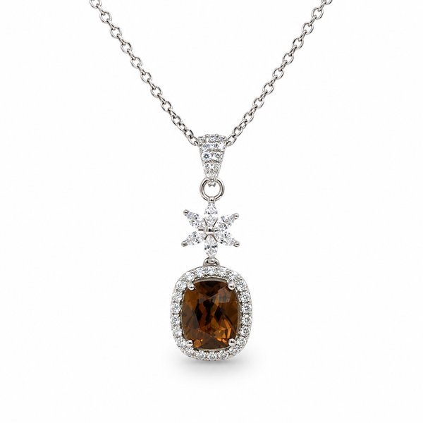 Beer Quartz Aura Pendant in 925 Sterling Silver