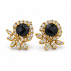 Black Onyx Royale Earrings in Gold-Plated 925 Sterling Silver