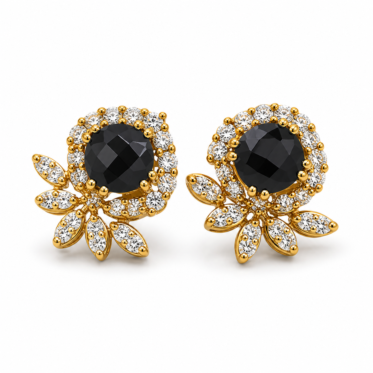 Black Onyx Royale Earrings in Gold-Plated 925 Sterling Silver