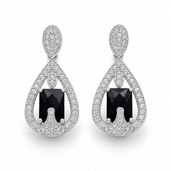 Black Onyx Aura Earrings in 925 Sterling Silver