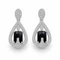 Black Onyx Aura Earrings in 925 Sterling Silver