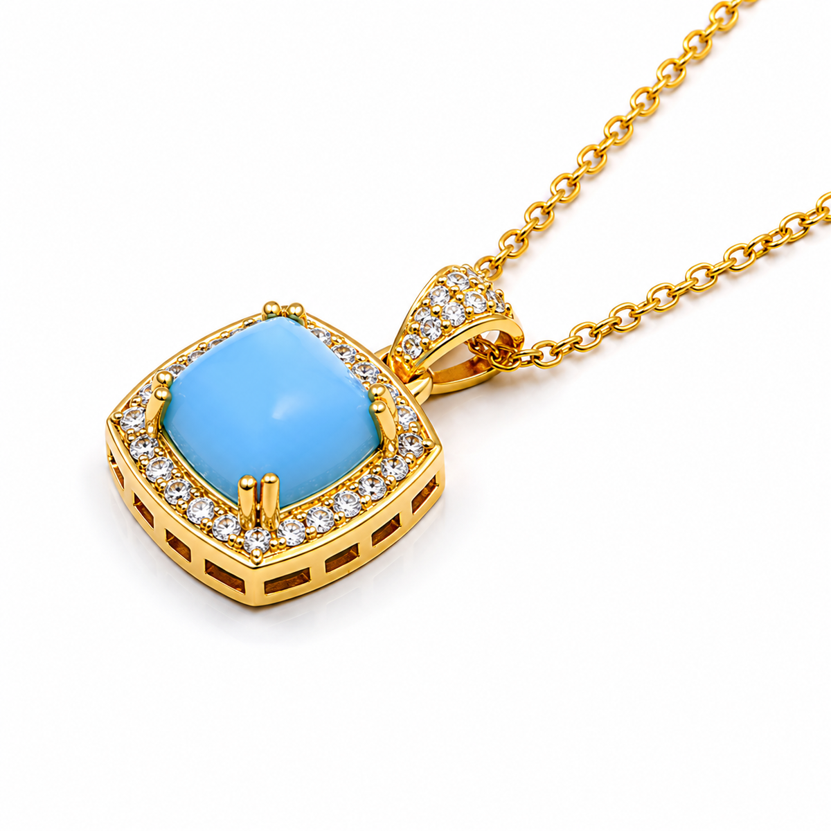 Blue Lace Agate Serenity Pendant in Gold-Plated 925 Sterling Silver