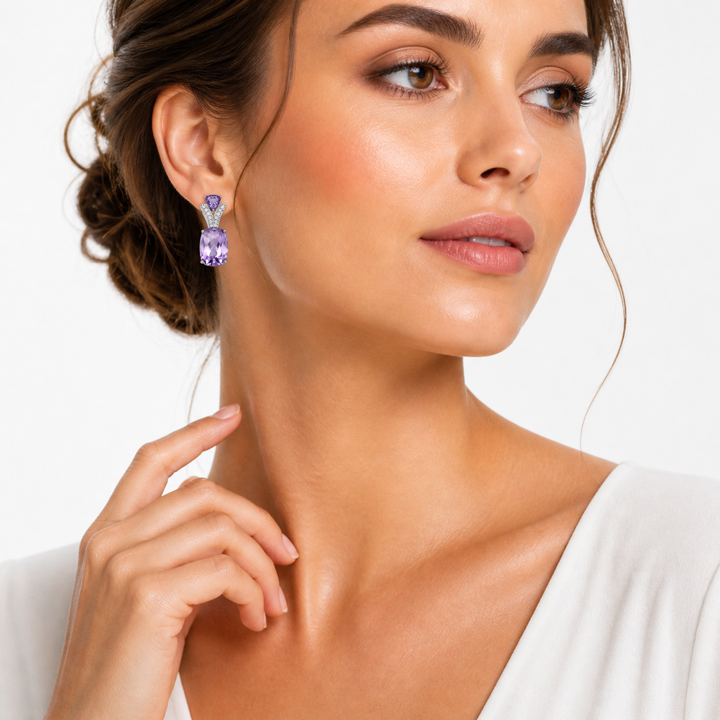Amethyst Earrings in 925 Sterling Silver