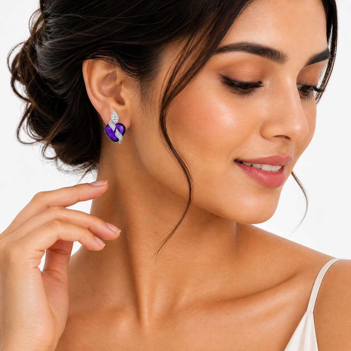 African Amethyst Earrings in 925 Sterling Silver