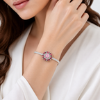 Red Garnet & Rose Quartz Royale Bracelet in 925 Sterling Silver