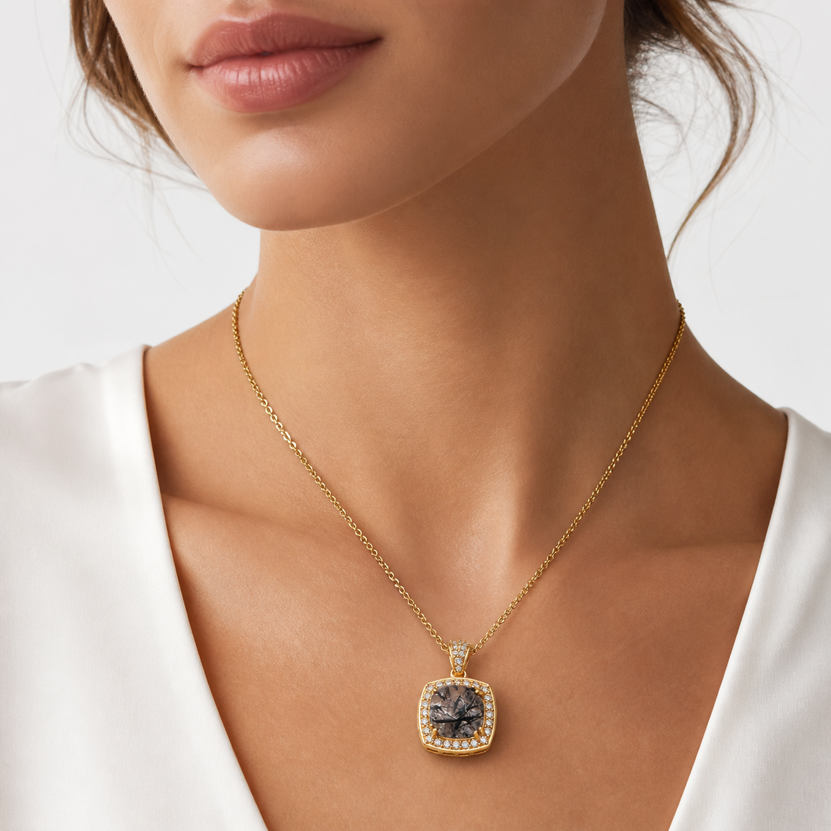 Rutilated Quartz Radiance Pendant in Gold-Plated 925 Sterling Silver
