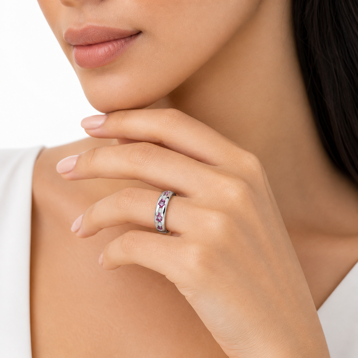 Pink Garnet Majesty Ring in 925 Sterling Silver