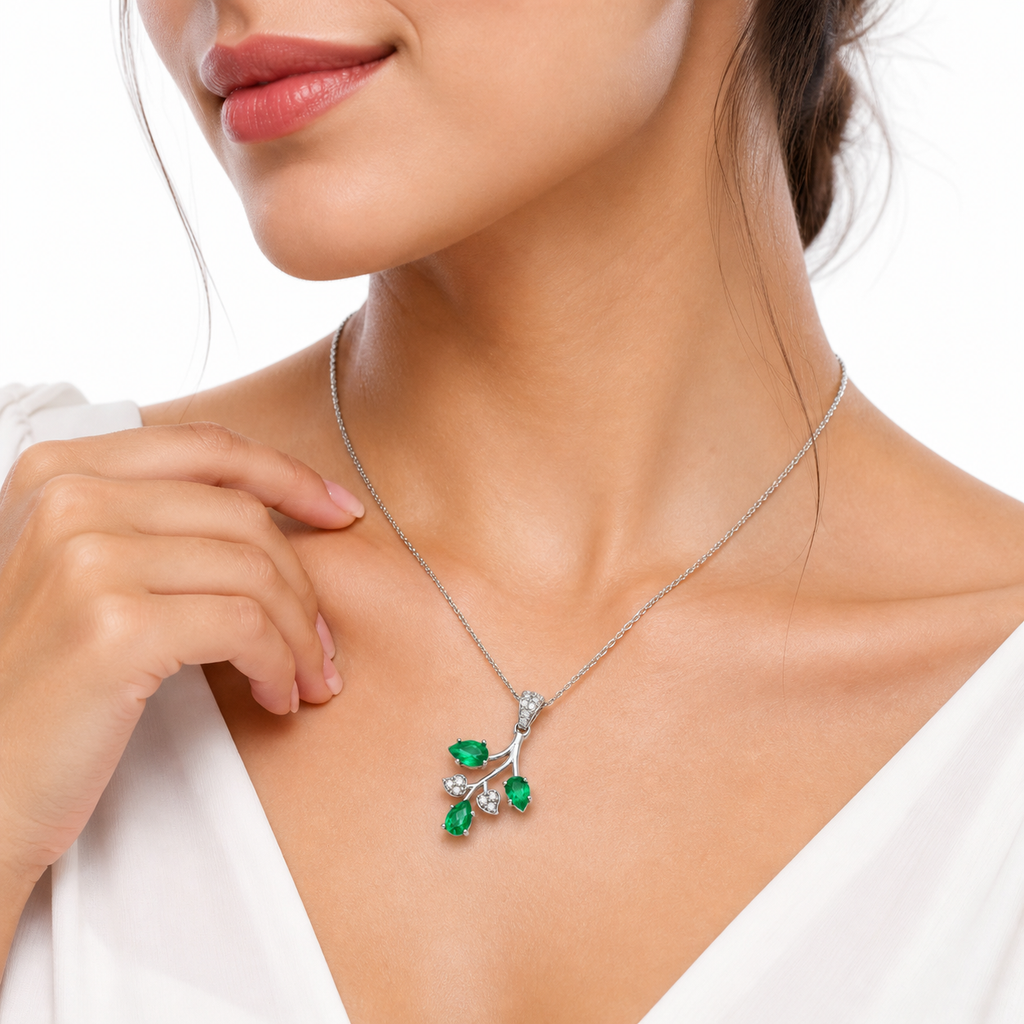 Green Onyx Aura Pendant in 925 Sterling Silver