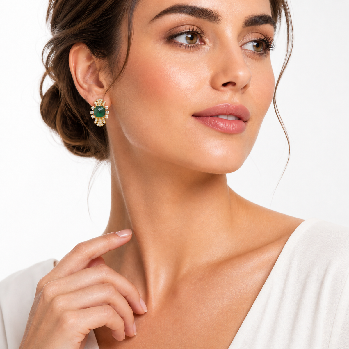 Green Onyx Royale Earrings in Gold-Plated 925 Sterling Silver