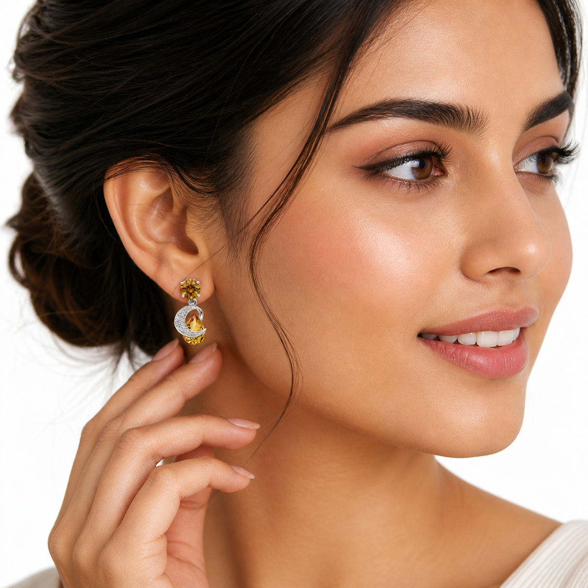 Citrine Aura Earrings in 925 Sterling Silver