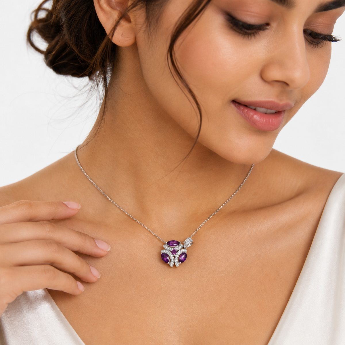 Pink Garnet Aura Pendant in 925 Sterling Silver