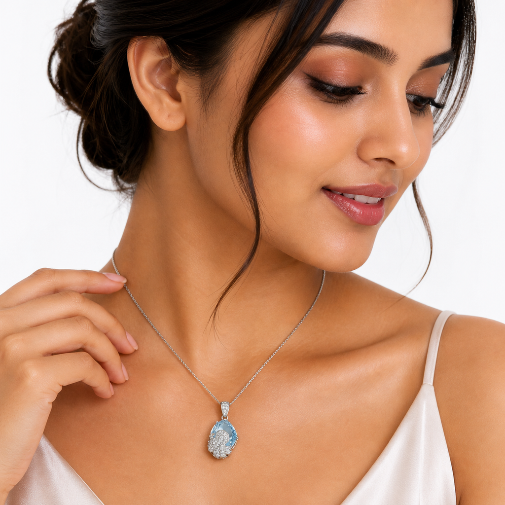 Sky Blue Topaz Radiance Pendant in 925 Sterling Silver