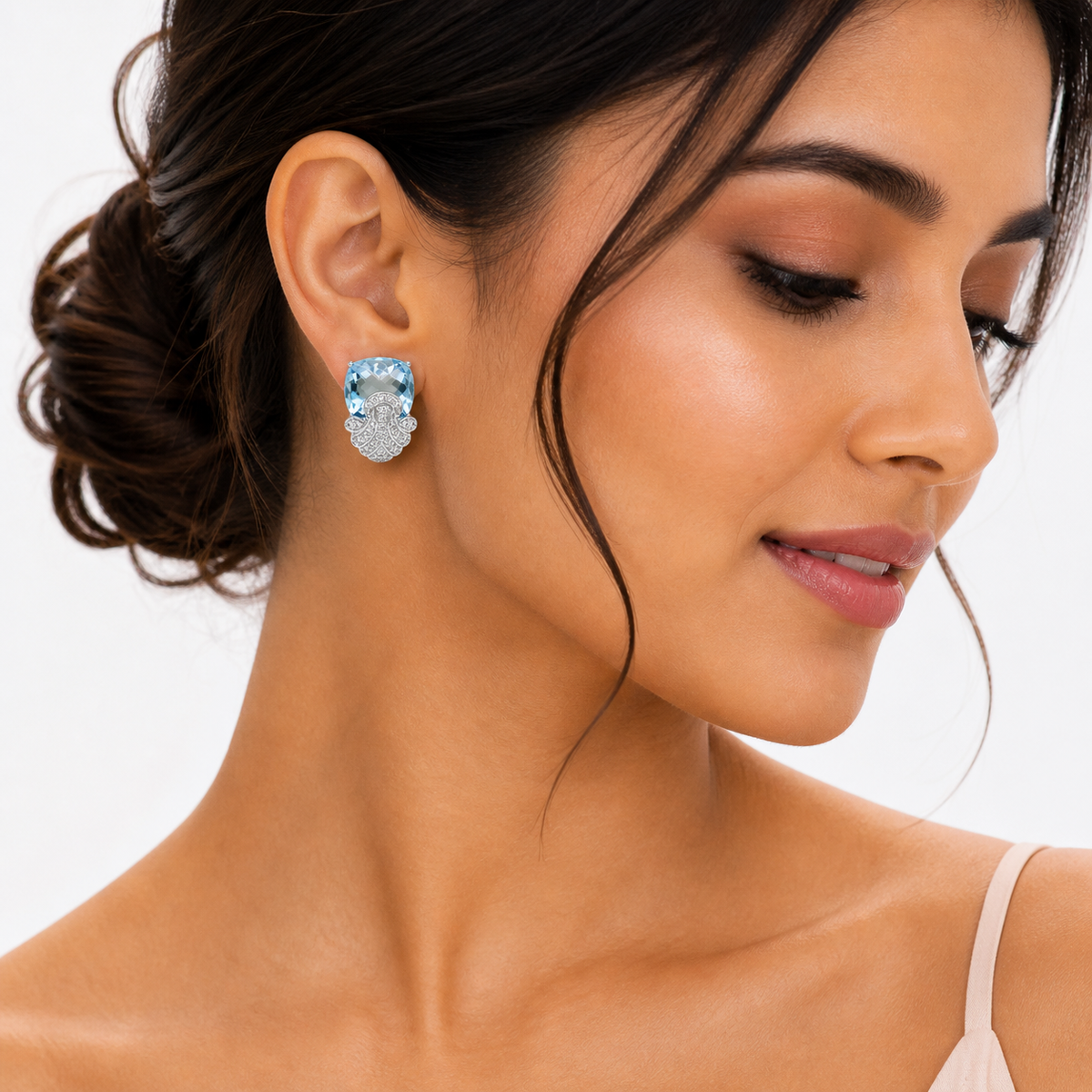 Sky Blue Topaz Royale Earrings in 925 Sterling Silver