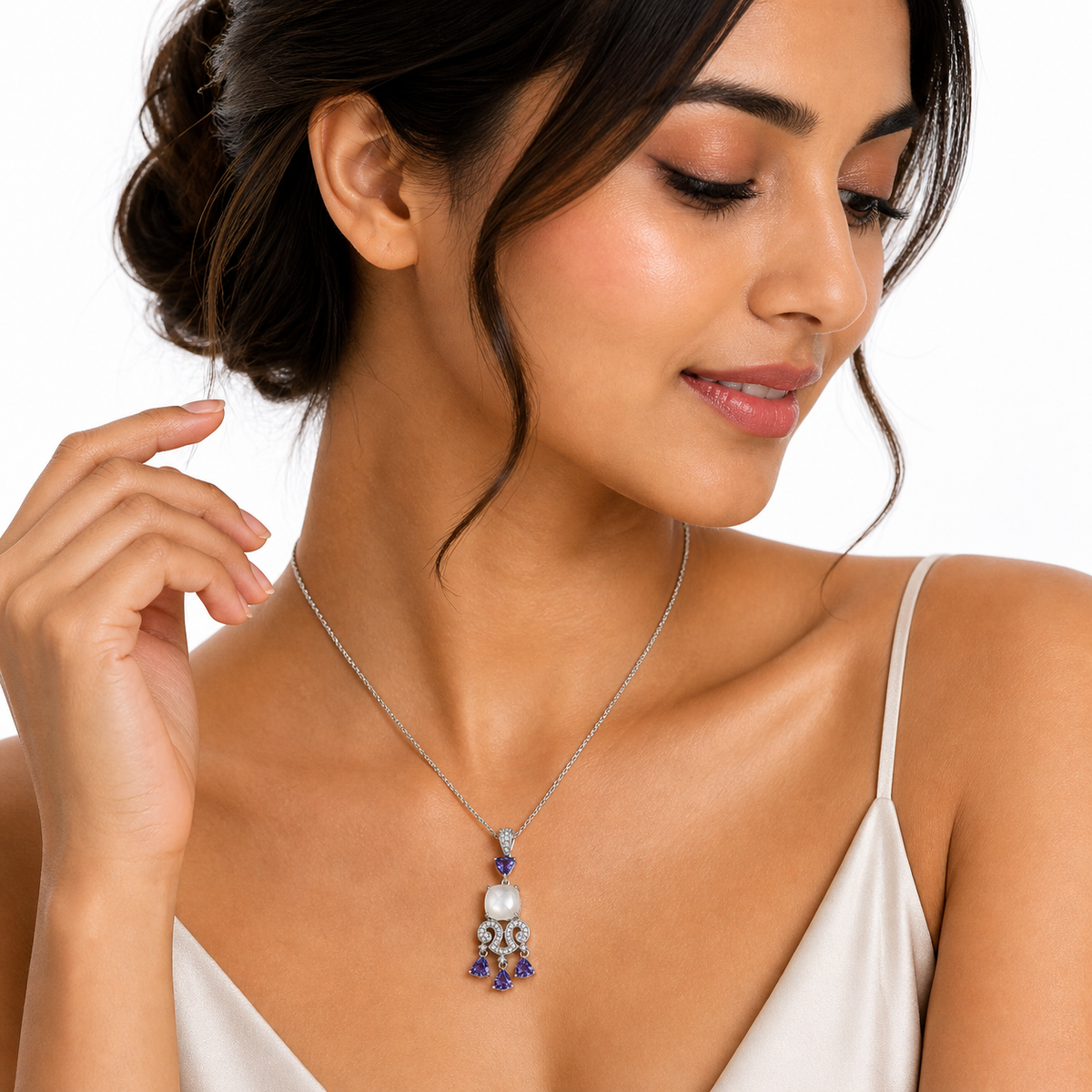 Iolite & Moonstone Celeste Pendant in 925 Sterling Silver