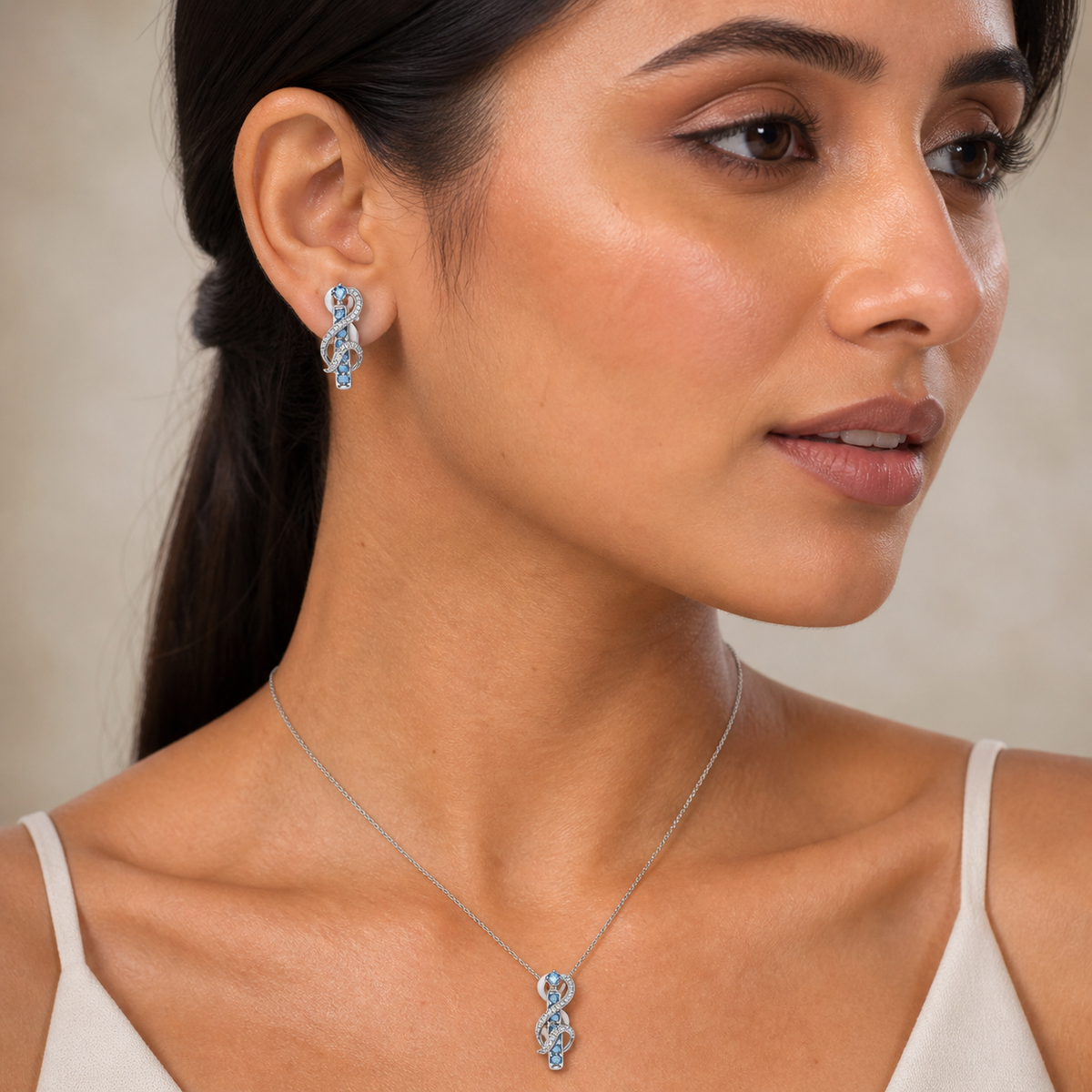 Sky Blue Topaz Majesty Earrings in 925 Sterling Silver