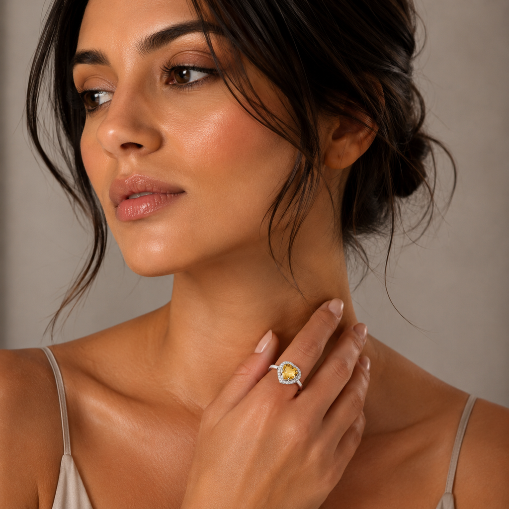 Citrine Aura Ring in 925 Sterling Silver