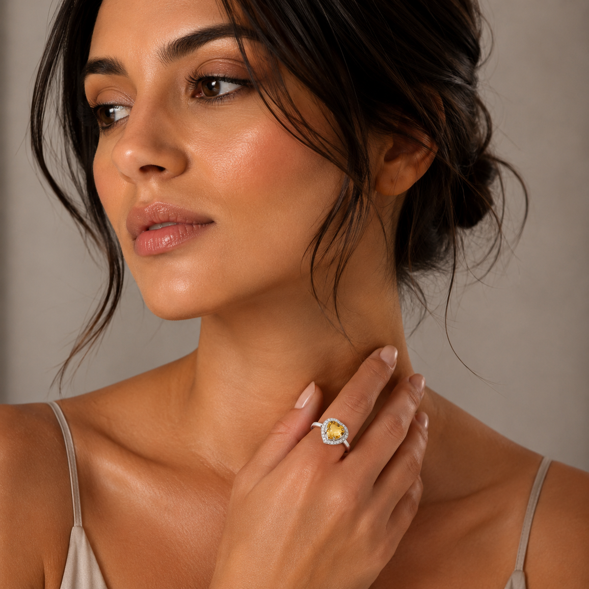 Citrine Aura Ring in 925 Sterling Silver
