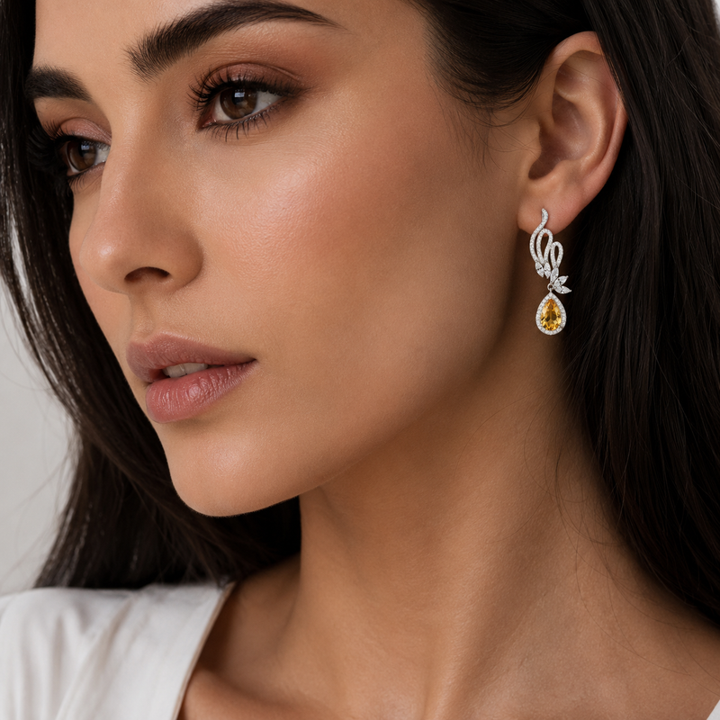 Citrine Royale Pendant in 925 Sterling Silver