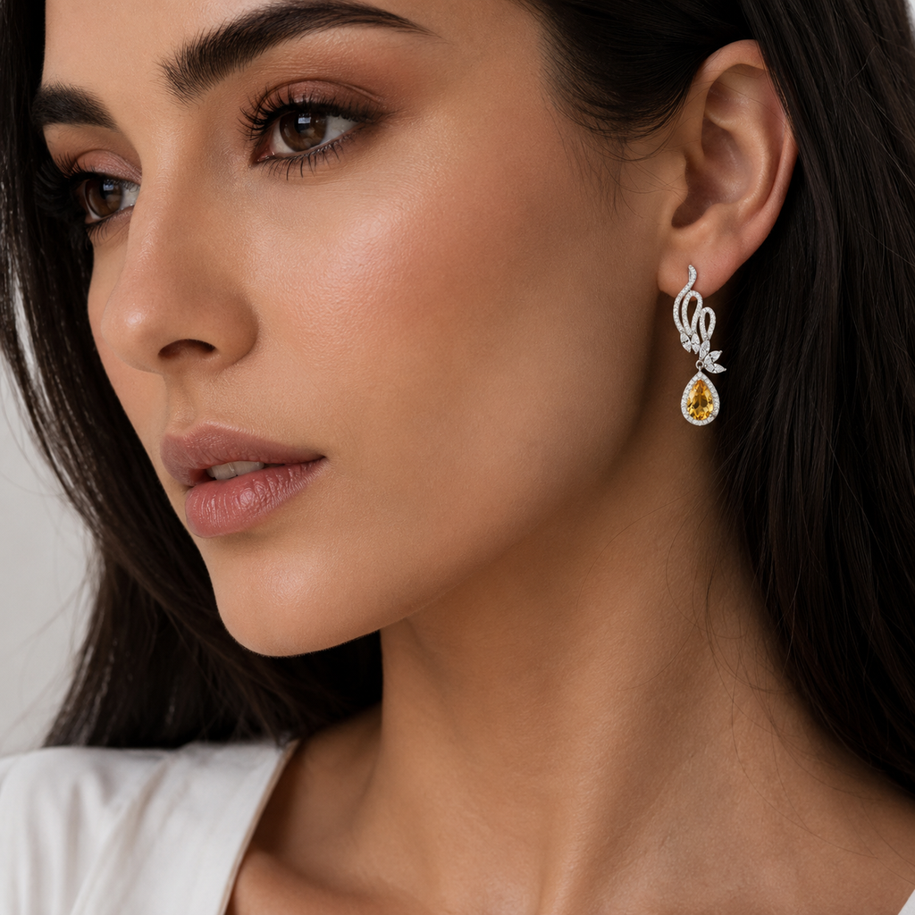 Citrine Royale Pendant in 925 Sterling Silver