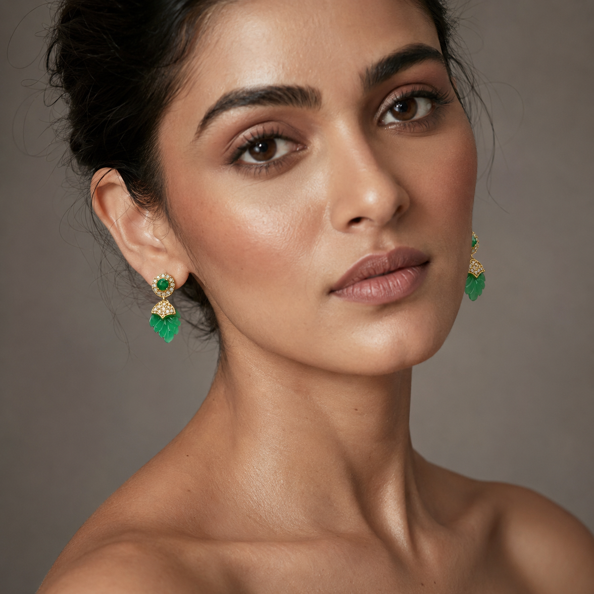 Green Onyx Majesty Earrings in Gold-Plated 925 Sterling Silver
