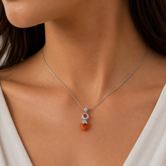 Red Onyx & Carnelian Radiance Pendant in 925 Sterling Silver