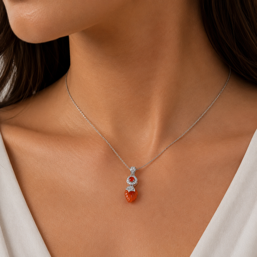 Red Onyx & Carnelian Radiance Pendant in 925 Sterling Silver