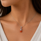 Red Onyx & Carnelian Radiance Pendant in 925 Sterling Silver