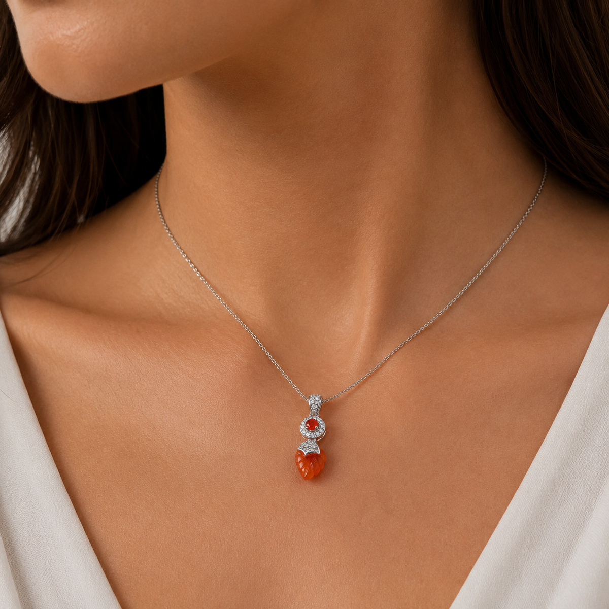Red Onyx & Carnelian Radiance Pendant in 925 Sterling Silver
