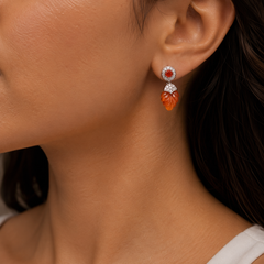 Red Onyx & Carnelian Harmony Earrings in 925 Sterling Silver
