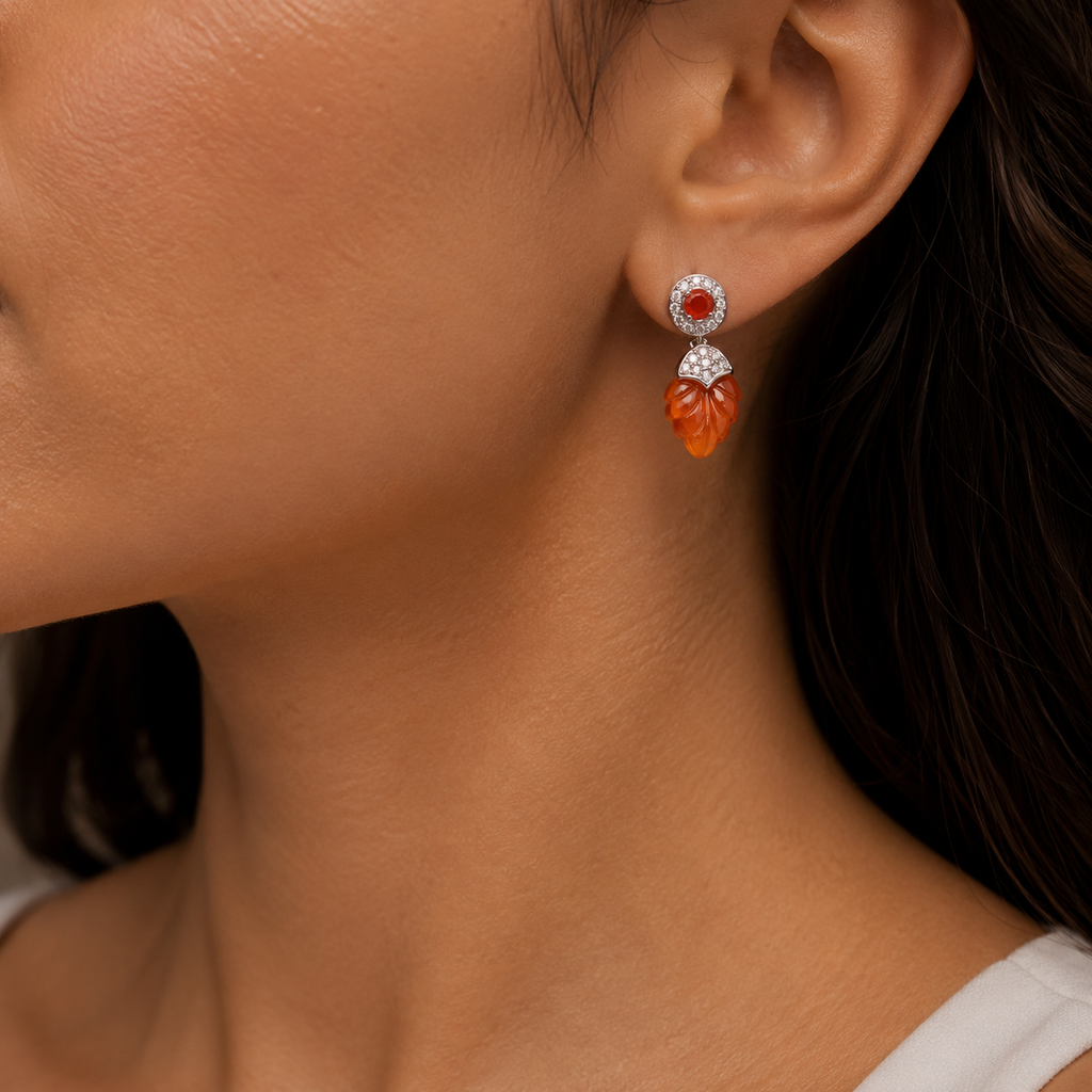 Red Onyx & Carnelian Harmony Earrings in 925 Sterling Silver