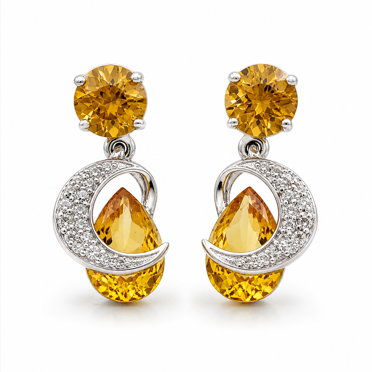 Citrine Aura Earrings in 925 Sterling Silver