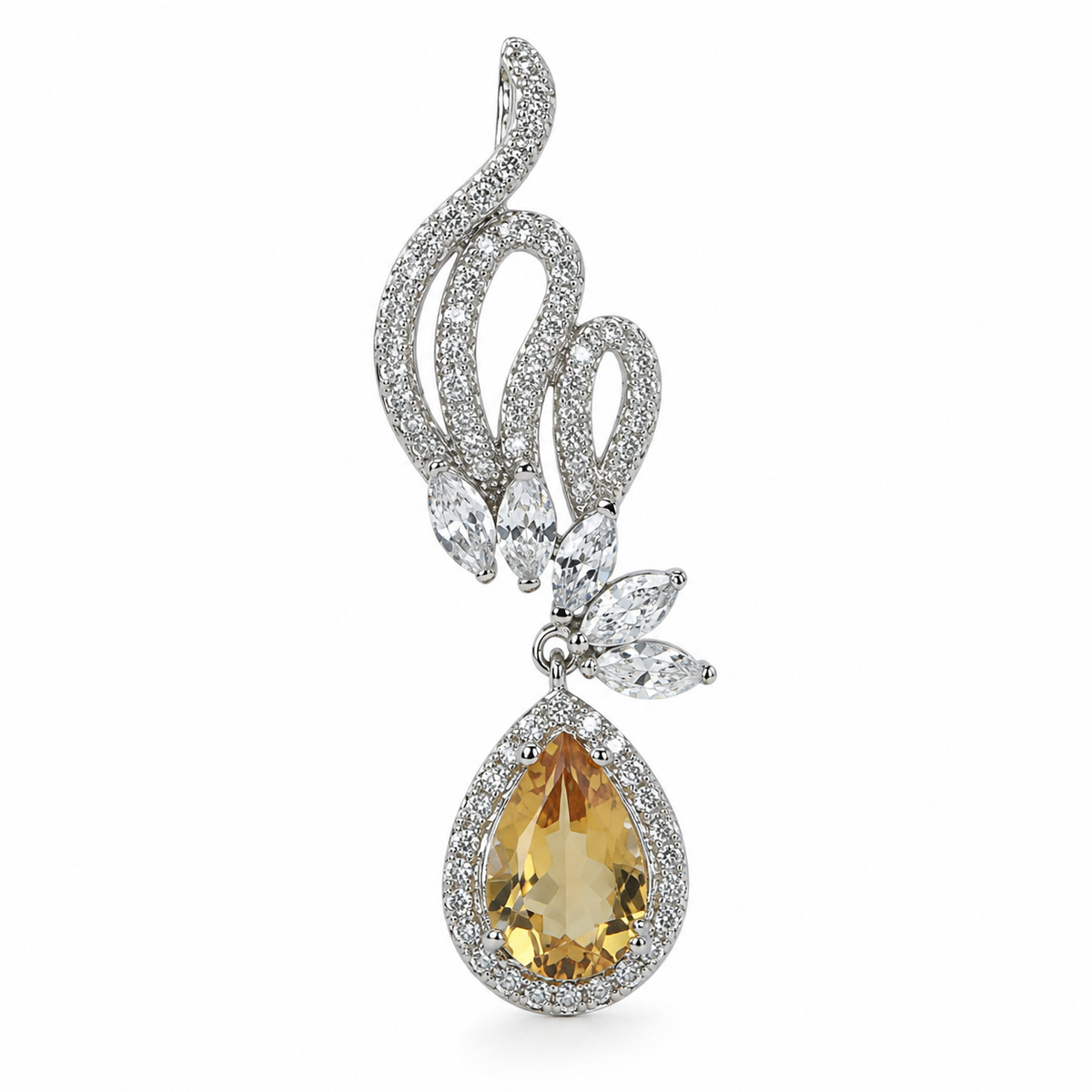 Citrine Royale Pendant in 925 Sterling Silver