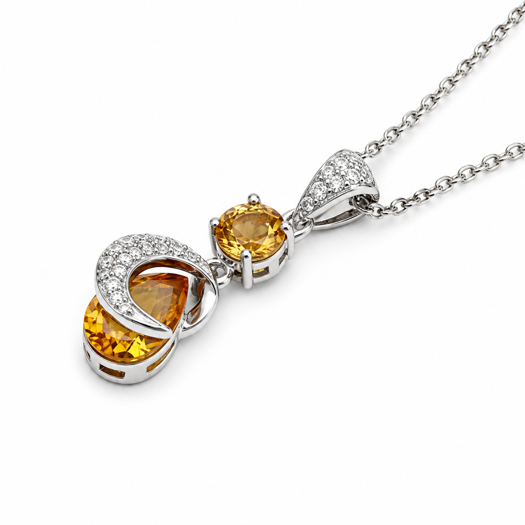 Citrine Glow Pendant in 925 Sterling Silver