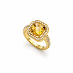 Citrine Crown Ring in Gold-Plated 925 Sterling Silver