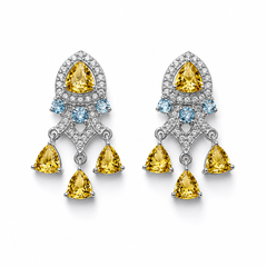 Citrine & Sky Blue Topaz Harmony Earrings in 925 Sterling Silver