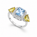 Citrine & Sky Blue Topaz Harmony Ring in 925 Sterling Silver