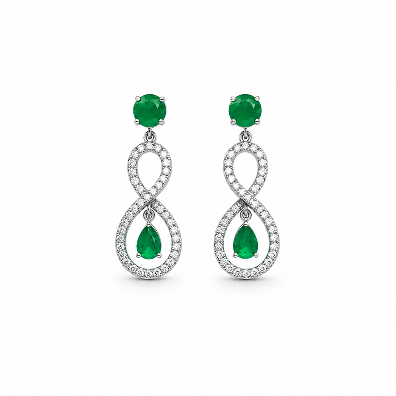 Green Onyx Statement Earrings in 925 Sterling Silver