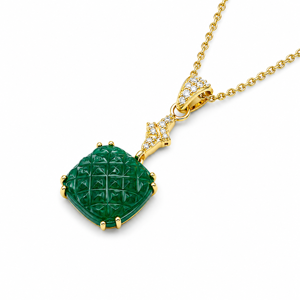 Green Onyx Majesty Pendant in Gold-Plated 925 Sterling Silver