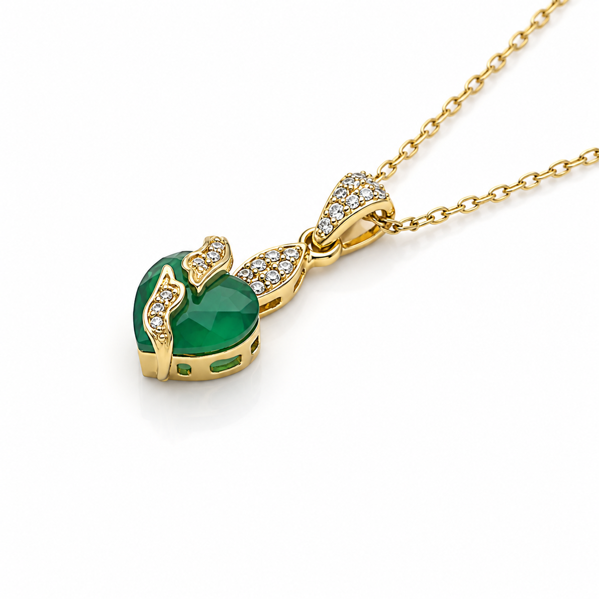 Green Onyx Charm Pendant in Gold-Plated 925 Sterling Silver