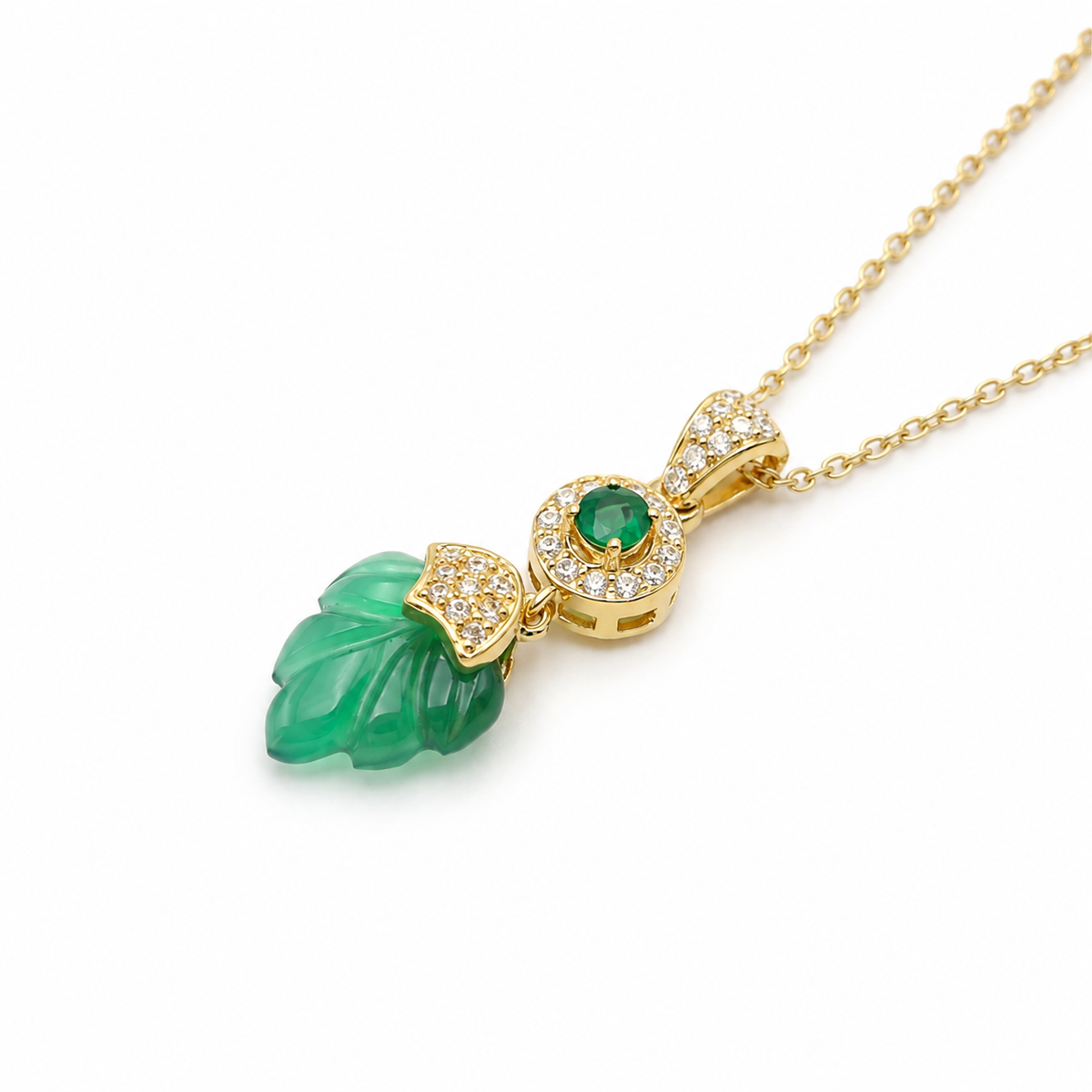 Green Onyx Royale Pendant in Gold-Plated 925 Sterling Silver