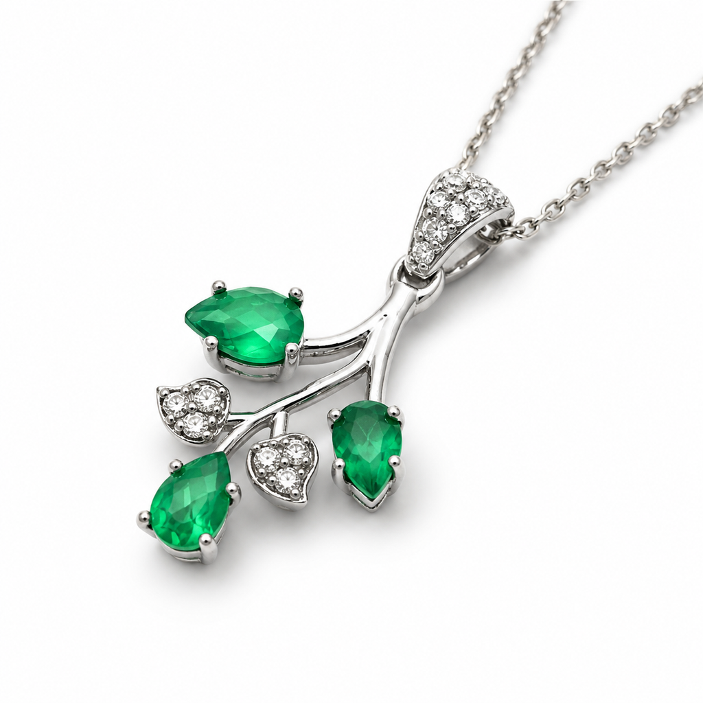 Green Onyx Aura Pendant in 925 Sterling Silver