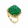 Green Onyx Crown Ring in Gold-Plated 925 Sterling Silver